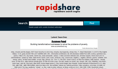 RapidShareのファイルを検索・ダウンロードできる『rapidshare123.com』