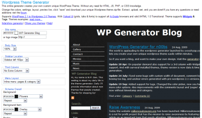 Wordpress Theme Generator