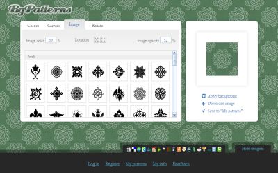 タイル状の背景画像を生成する『Tiled backgrounds designer』