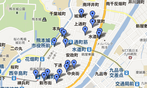 すべての駐輪場の位置がよくわかる！熊本市中心部の駐輪場マップを作成してみました